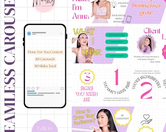 Bold Instagram Carousel Templates for Social Media Managers, Entrepreneurs & Coaches