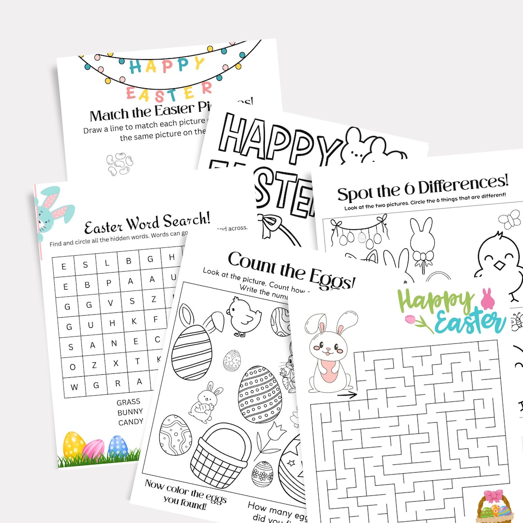 Easter Activity Bundle: Printable Kids Games (PDF) - Etsy