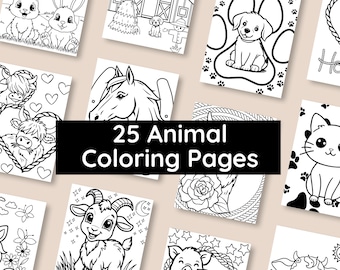 Tiere vom Bauernhof | 25 Druckbare Seiten | Kuh, Schwein, Pferd, Schaf, Huhn | Digitaler Download PDF