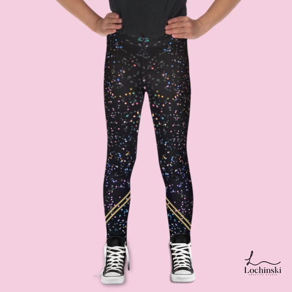Kids Kpop Inspired Golden Leggings – Mystical Warrior Cosplay Pants | Anime Costume Pants | Dance & Activewear