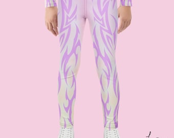 Kids K-Pop Inspired Leggings, Unique Demon Design | Fantasy Warrior Cosplay Pants | Anime Costume Pants | Dance & Activewear