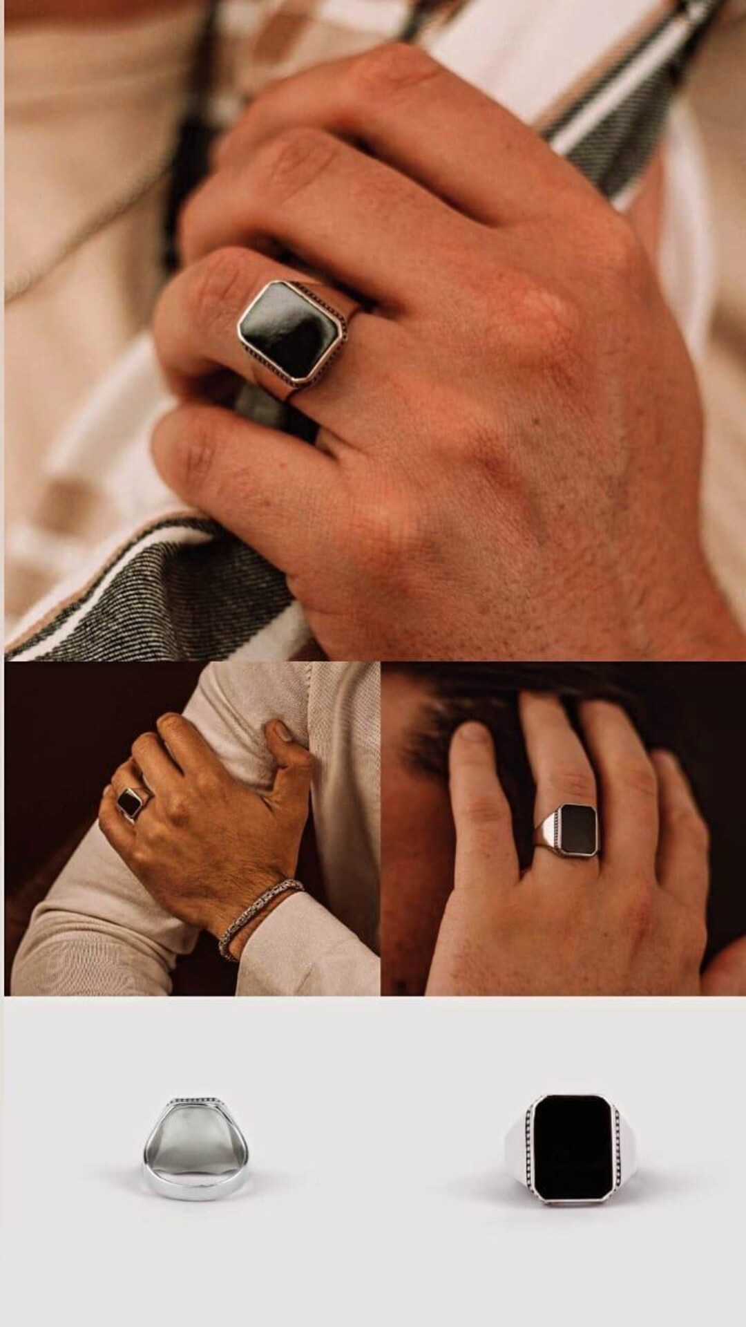 Black Onyx Signet Ring - Sterling Silver 925 - Mens Pinky Ring - Etsy