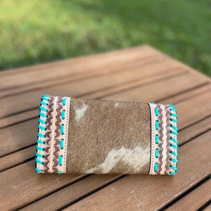 Blue Stich Cowhide Leather Clutch image 7