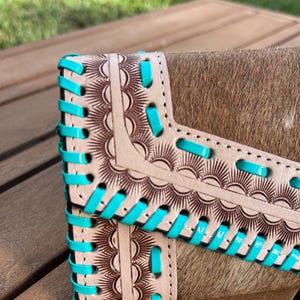 Blue Stich Cowhide Leather Clutch image 5