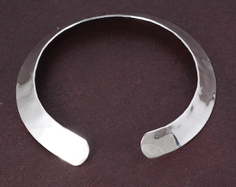 Broad torque necklace - Chunky silver choker necklace - Brutalist gothic style jewellery