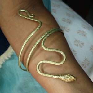 Gold Snake Arm Cuff, Bohemian Serpent Bracelet Arm let