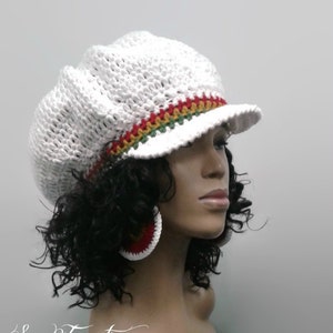PATTERN ONLY Easy Crochet Rasta Brimmed Beanie/Newsboy Hat/ Tam 2 different brim options in pattern