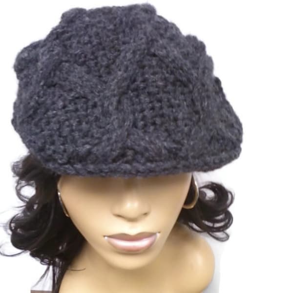 PATTERN ONLY Cabled Hand Knit Unisex Newsboy hat pdf pattern Instant download pdf pattern