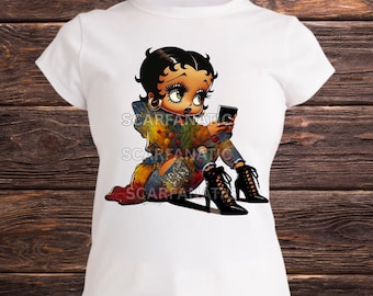 Juneteenth Betty Boop white fitted t-shirt up up to size 2XL, Black Betty Boop, African American, 1865, cap sleeves, cotton and spandex