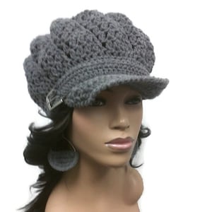 PATTERN ONLY Instant Download Crochet Beanie/Newsboy Hat with brim strap and buckle or button/ includes 2 brim and strap options