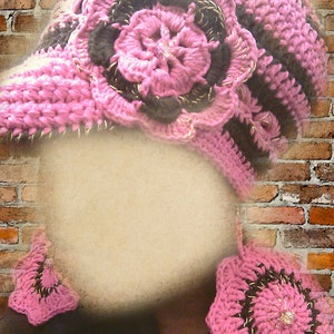 PATTERN ONLY Instant download Star Center Beanie Pattern/Crown with brim crochet pdf pattern Free crochet earring pattern included