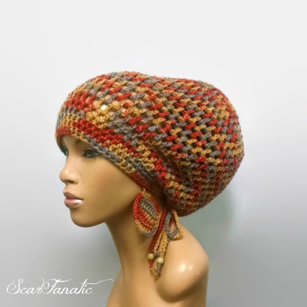 PATTERN ONLY Extra Large adjustable Tam/Dreadlock hat/Slouch Hat with drawstring Instant download pdf crochet pattern