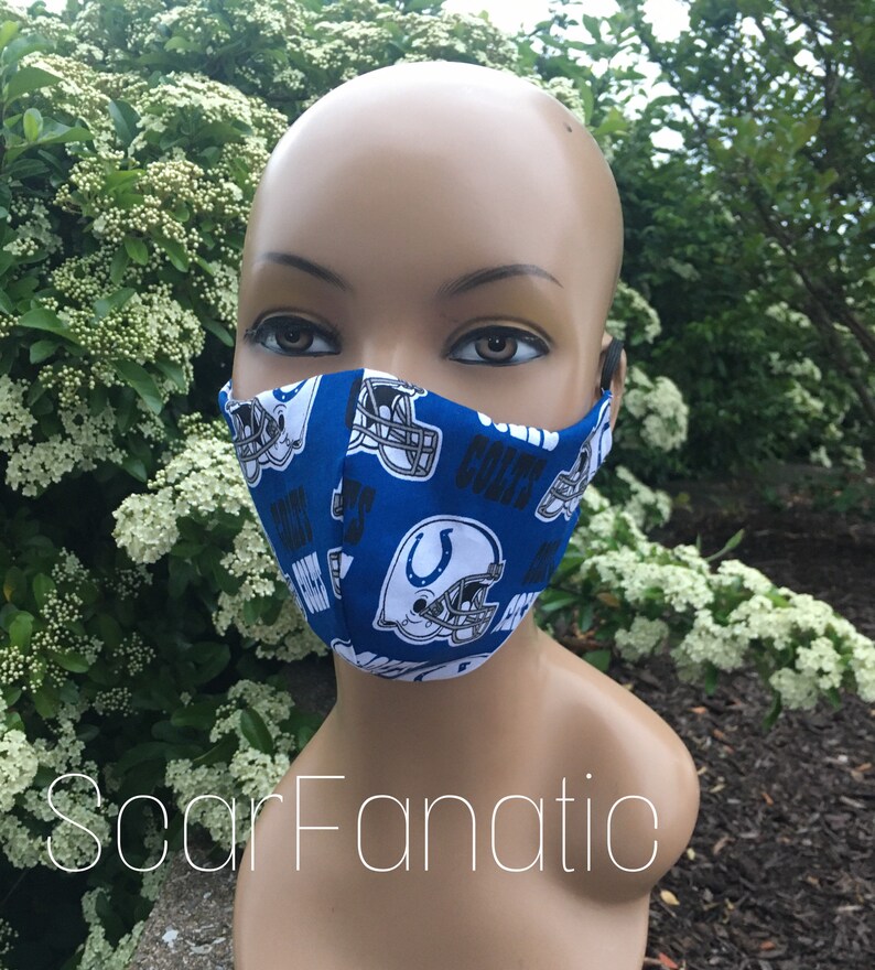 100% Cotton Indianapolis Colts Face Mask/ nfl Black Blue | Etsy