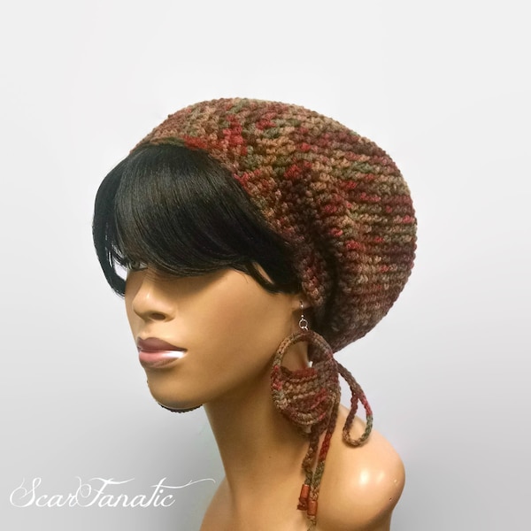 Easy Crochet Slouch Hat Pattern with optional drawstring/Beanie/Tam