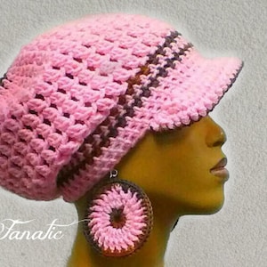 PATTERN ONLY Instant Download Clustered Slouchy Beanie with brim / crochet earrings not included in pattern