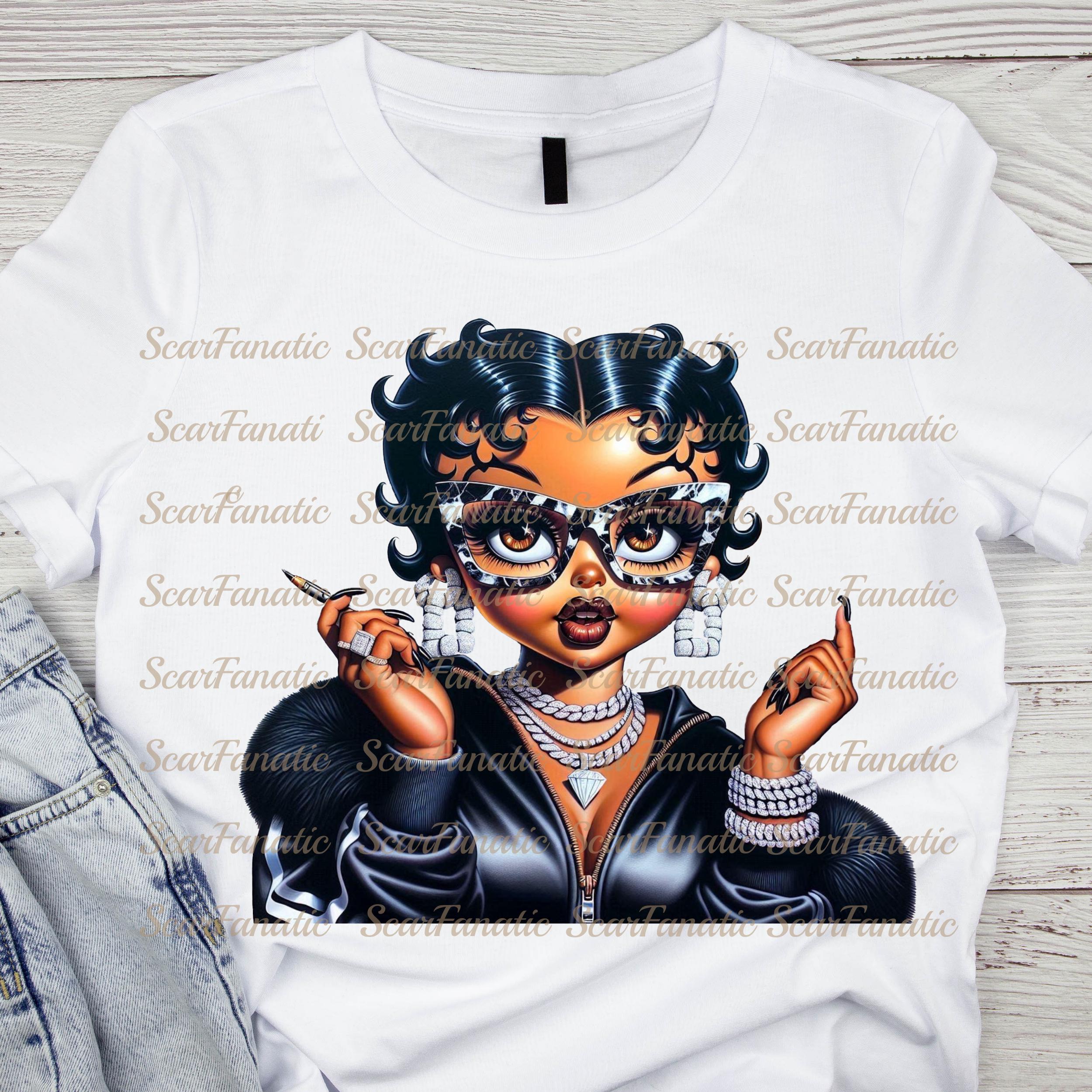 Betty Boop in Black and White Track Suit, Marble Glasses, Bling 