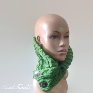 PATTERN ONLY Chunky High Collared Neck warmer/Scarf with large wooden buttons Instant download knitting pattern/ hat pattern sold separately