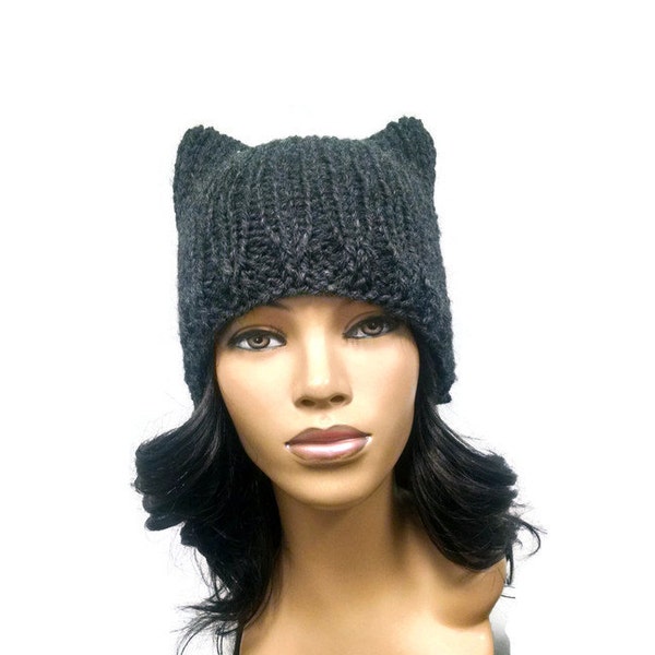 Instant Download Loom Knitting Pattern/ Easy cat hat/ cat ears beanie pattern pdf pattern diagrams included