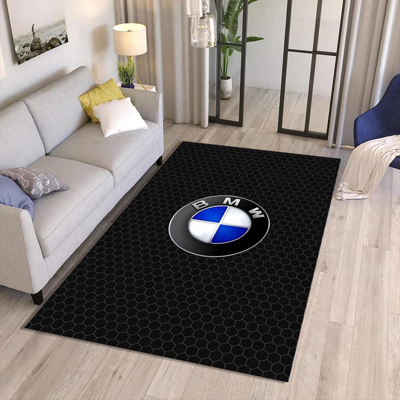 BMW Logo Area Rug | Carbon Fiber Texture Racing Floor Mat | Modern ...