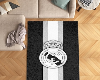 Alfombra del Real Madrid, Alfombra para habitación juvenil, Alfombra estampada, Alfombra de equipo de fútbol, Alfombra de fútbol, Alfombra de campeones, Regalo para novio aficionado al fútbol, Alfombra de club de fútbol