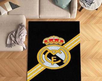 Alfombra del Real Madrid, Alfombra para habitación juvenil, Alfombra estampada, Alfombra de equipo de fútbol, Alfombra de fútbol, Alfombra de campeones, Regalo para novio aficionado al fútbol, Alfombra de club de fútbol