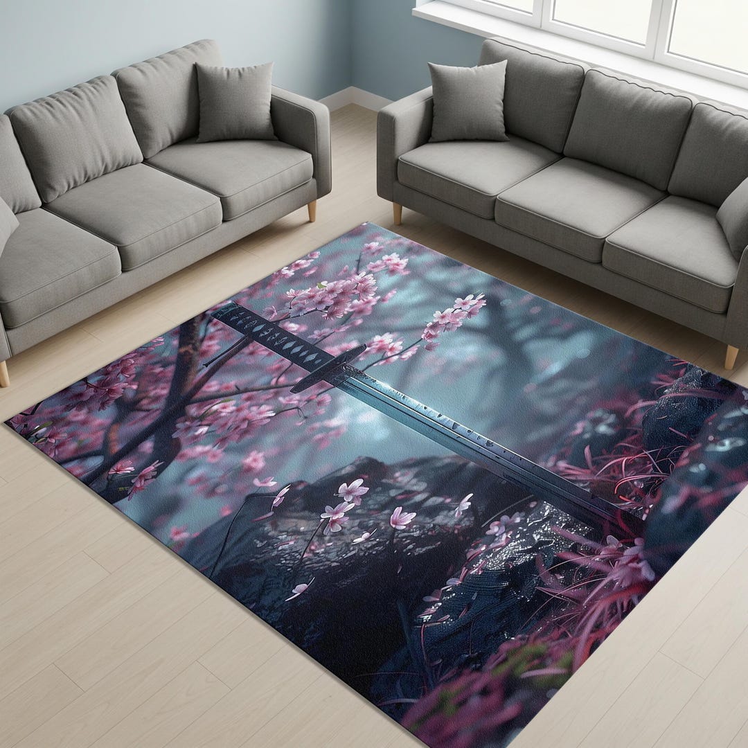 Hashira Rug Sword Rug, Sword Decor, Movie Rug, Floral Decor, Boho Chic Elegance ...