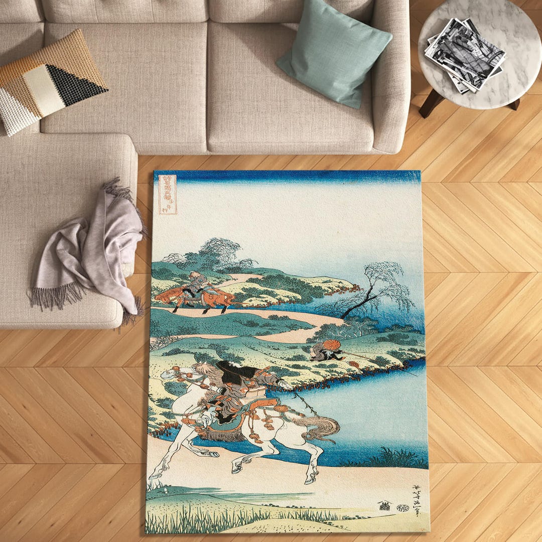 Japanese Hokusai Art Rug, Rustic Decor, Rugs for Living Room, Teen Room ...