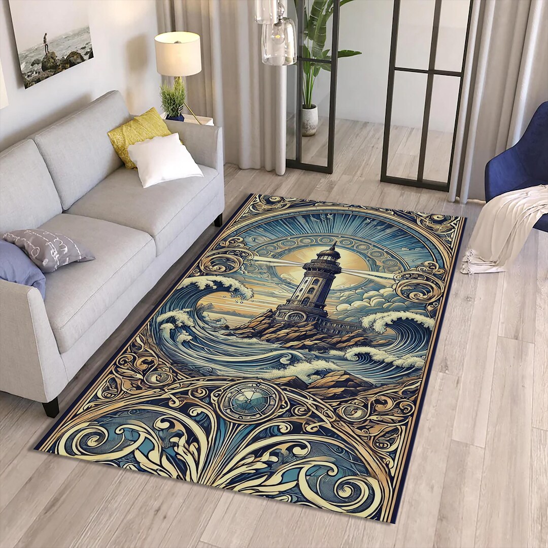 Lighthouse Rug, Art Rug, Bronze Rug, Fabulous Art Rug, Bohemian Rug ...