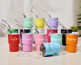 Personalized Mini Tumbler, Mini Shot Cup, Bridesmaid Gift, Custom 3oz Party Tumbler, Wedding Gifts, Bachelorette Party Girls Trip Group Gift