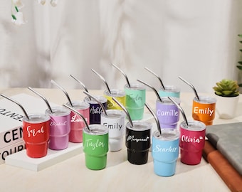 Bridesmaid Gifts, Personalized Mini Tumbler with Lid and Straw, Custom 3oz Shot Mini Cups, Bridesmaid Proposal, Bachelorette Party Gifts