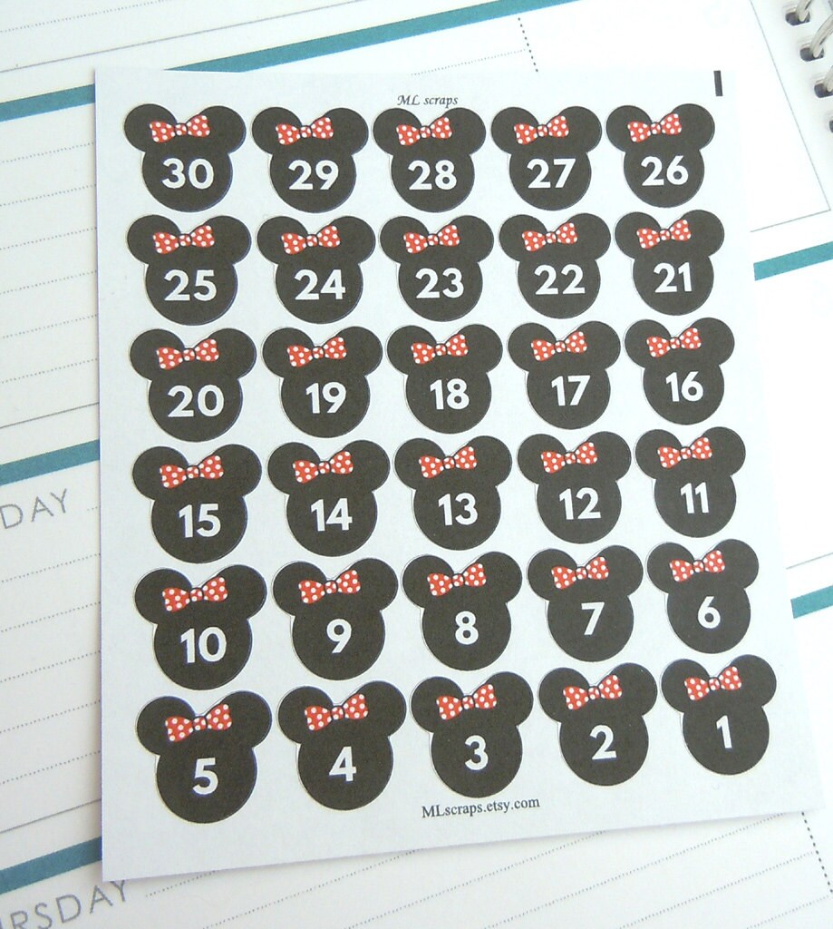 2 Month Disney Countdown Stickers-Set of 60 | Etsy