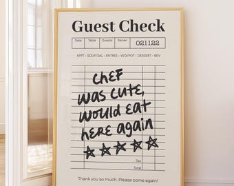 Kitchen Print | Custom Quote Print | Personalised Guest Check Poster | Custom Message Wall Art for Kitchens or Dining Rooms | Funny Print
