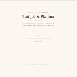 Destination Wedding Planner PDF | Printable Wedding Budget Template | Editable Wedding Checklist Guest List Instant Download