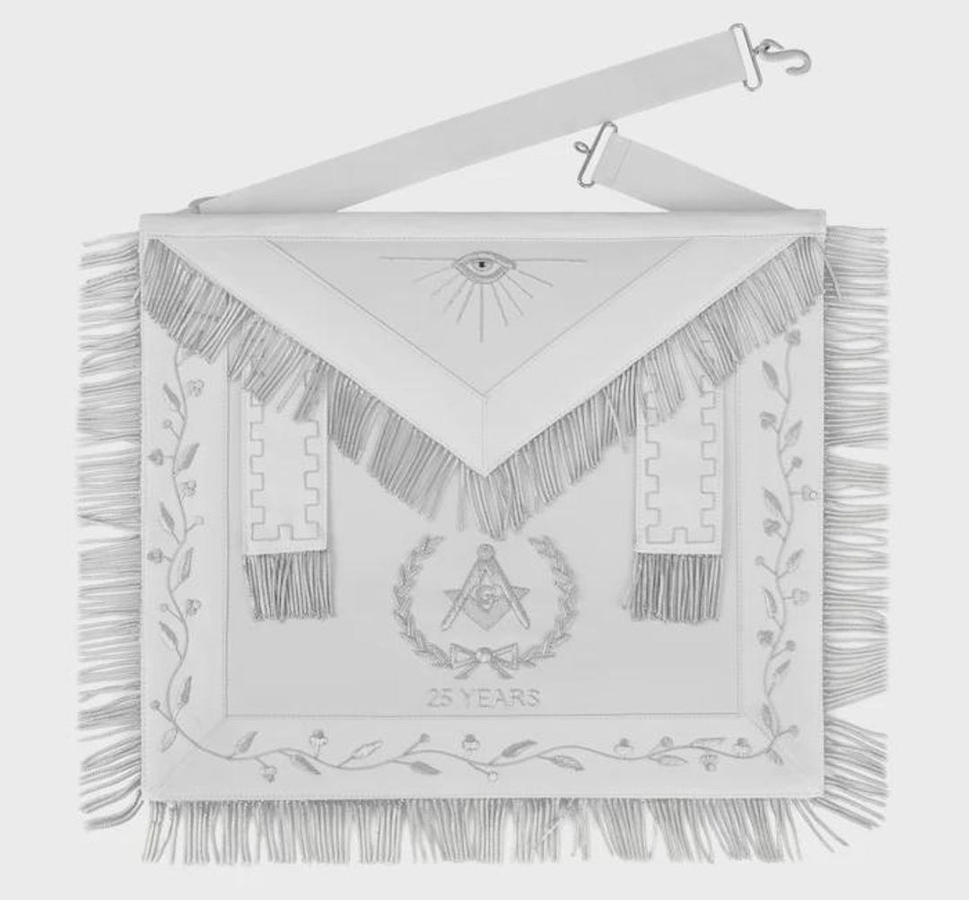 Master Mason Pattern Subtle MASTER MASON BLUE Lodge Apron - All White Bullion With Wreath ...