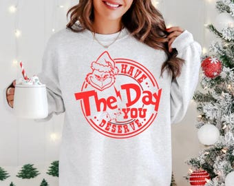 Kersttrui Sassy Grinch: grappige vakantietrui