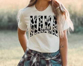 Cow Print Mama Shirt – Western Mom Graphic Tee – Country Chic Gift