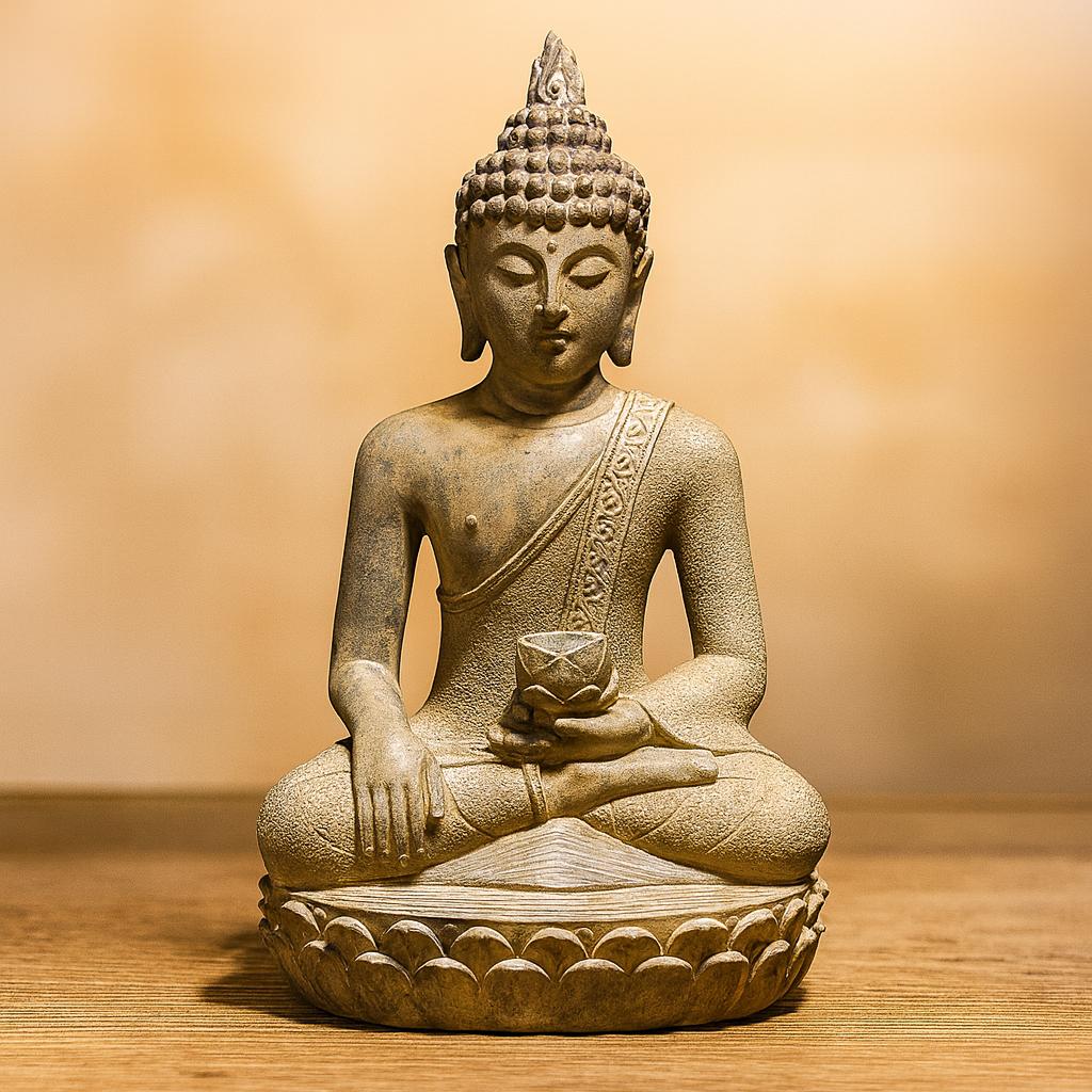 仏像デザイン LEDライト付き置物 LEDライト付きソーラー仏像 - 禅樹脂ガーデン＆パティオ装飾、家の玄関
