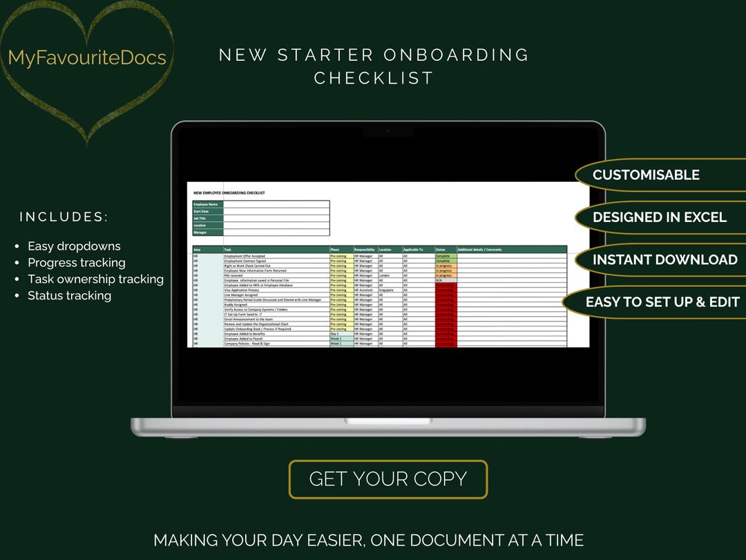 Employee Onboarding Checklist Template | New Hire Checklist | HR Excel ...