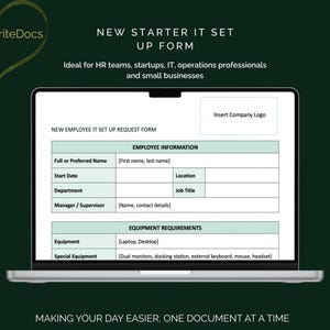 IT Setup Form Template | Employee Equipment Request | New Starter IT ...