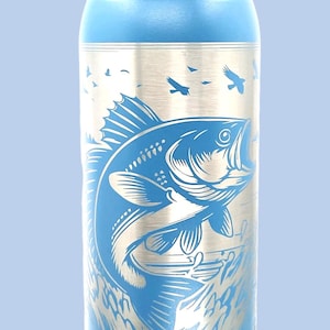 Fishing Engraved Owala 32 oz FreeSip | Personalized Fishing Water Bottle | Fisherman Gift | Bass Fishing Tumbler | Angler Bottle image 1