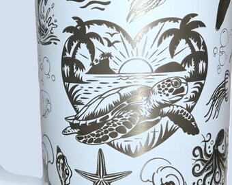 Ocean Life Laser Engraved Tumbler | Stanley 40 oz Quencher | Custom Personalization