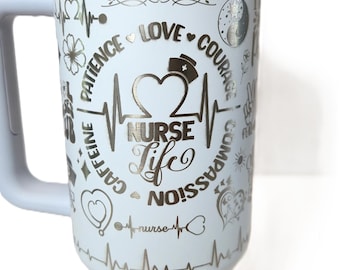 Personalized Nurse Stanley Tumbler 40 oz | Engraved Nurse Squad Cup | RN Gift | Nurse Graduation Gift | Custom Name Stanley Quencher