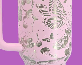 Cherry Blossom Stanley Tumbler 40 oz | Floral Engraved ProTour Cup, Personalized