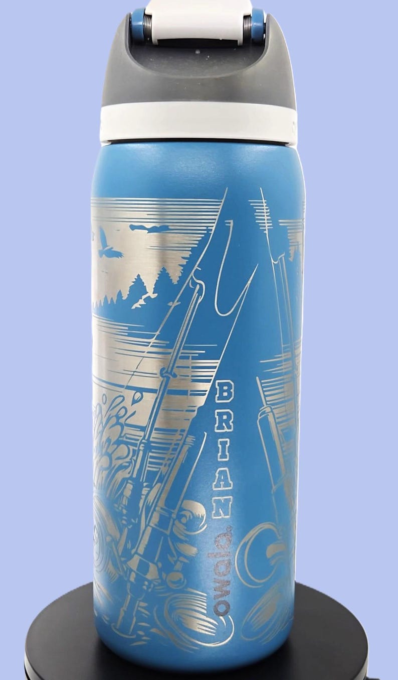 Fishing Engraved Owala 32 oz FreeSip | Personalized Fishing Water Bottle | Fisherman Gift | Bass Fishing Tumbler | Angler Bottle image 4