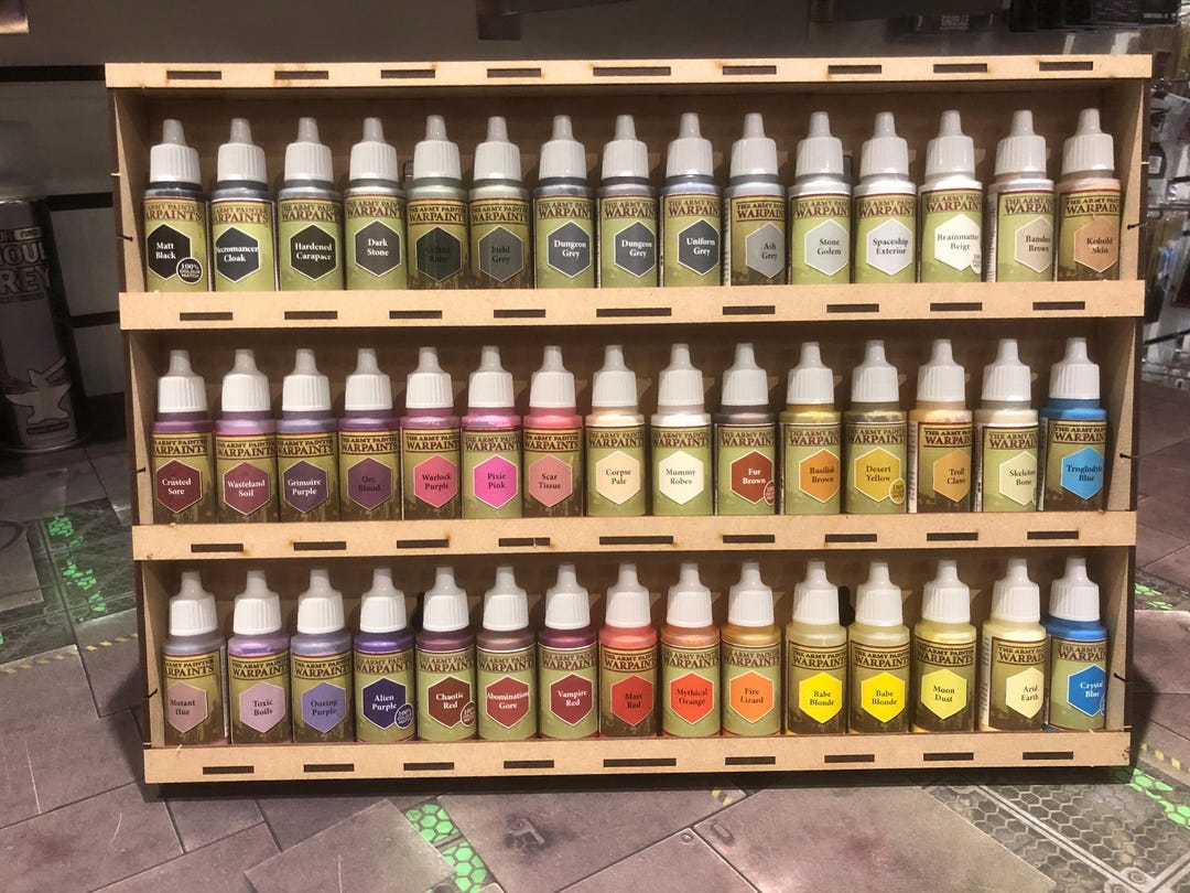 Paint Rack: 45 Army Painter/vallejo Bottles, Wall Mountable MDF Storage ...
