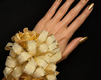 Prom, Dance, Wedding, special occasion , wrist Corsage  Gold Elegance.