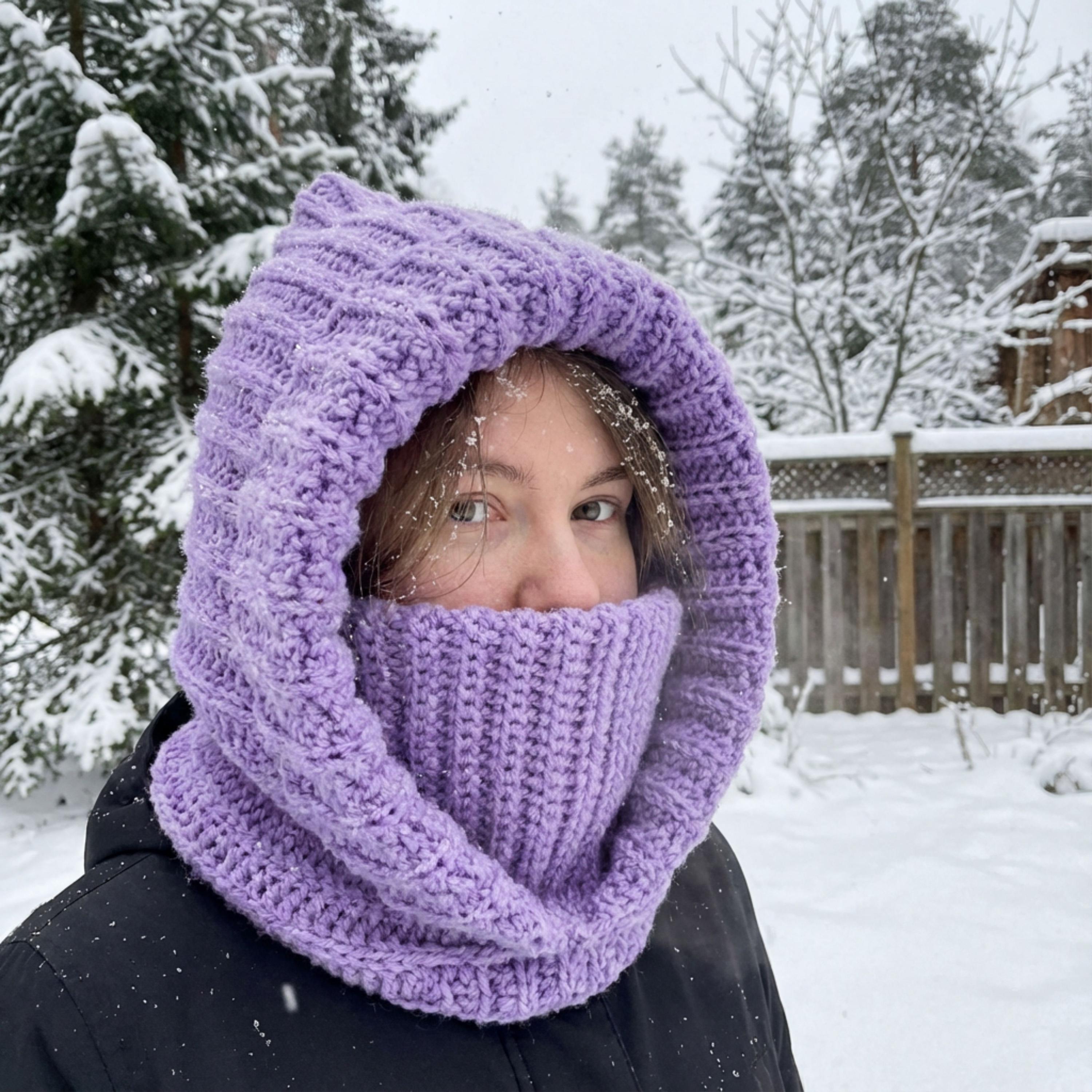 Handmade Women Hat Turtleneck Hoodie Gloves Crochet Scarf Ski Stretchy Warm NWOT PATTERN: Turtleneck Hoodie - Balaclava main image 4