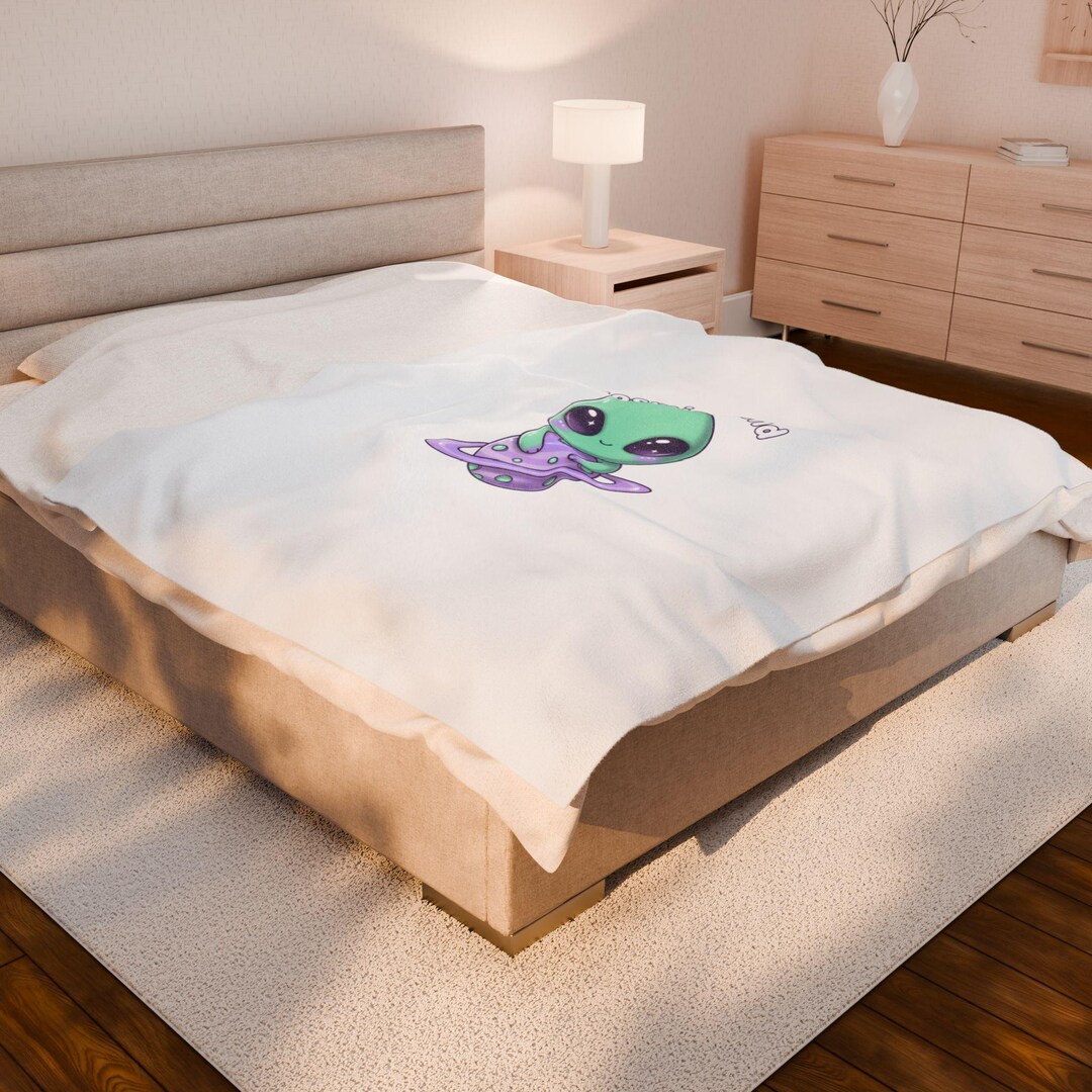 Pastel Alien Blanket | Mint Green, Cosmic Friend - Etsy