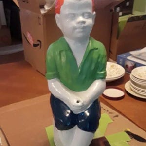 Concrete Fishing Boy. newest model. .w. pc bamboo cane .Ship Fast.