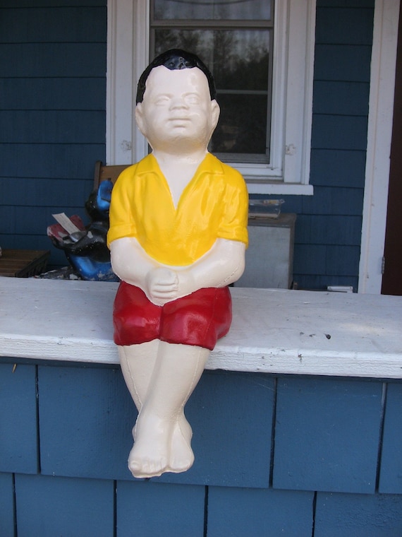 Fishing Boy Concrete Statue Will Paint To Order - Black Fishing Boy Concrete Garden Statue Fishing Boy Concrete Statue Will Paint To Order - Black Fishing Boy Concrete Garden Statue